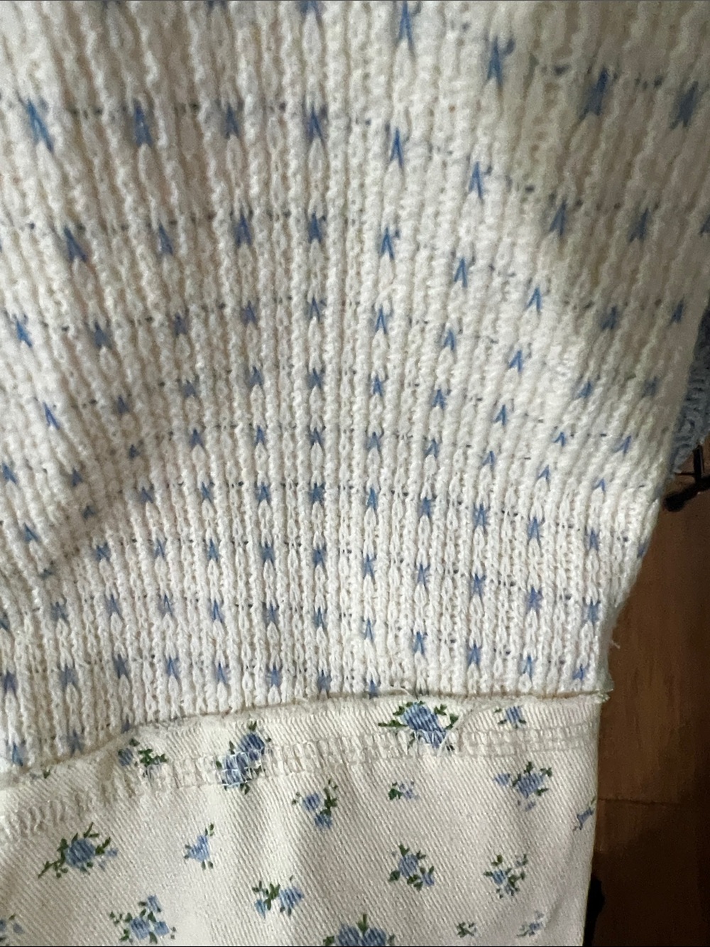 Newin Women's Light Blue and Cream Mixed-Knit Sweater - Picture 4 of 7